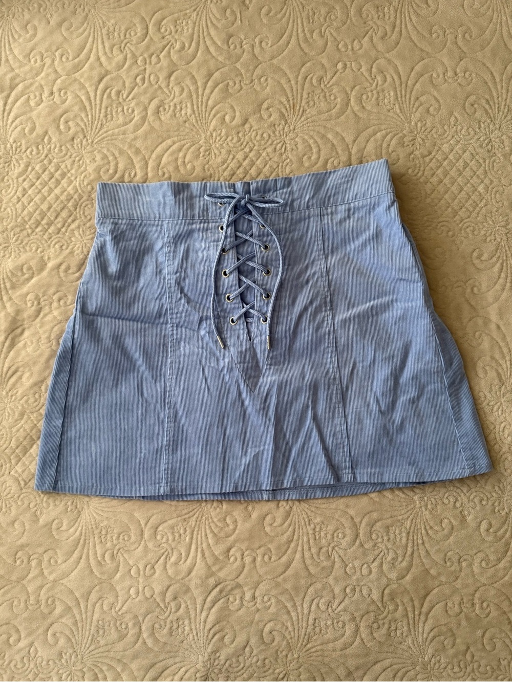 Light Blue Lace-Up Mini Skirt - Women